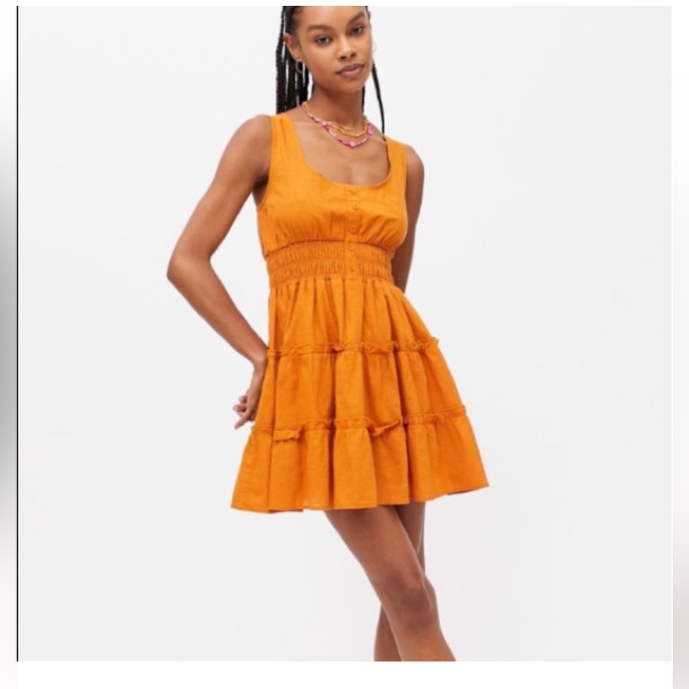 Urban Outfitters Orange Tiered Mini Dress
